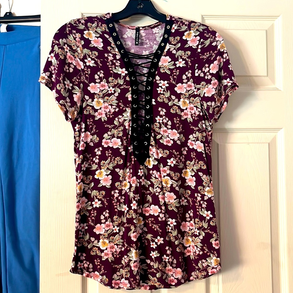 Dark purple floral shirt